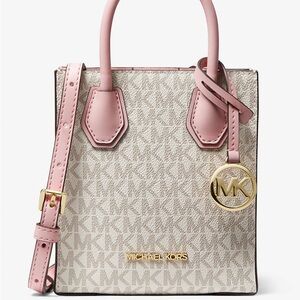 Michael Kors Monogram Beige and Pink Crossbody Bag